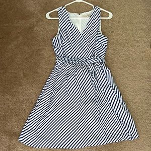 Loft petite Blue and White Striped Dress